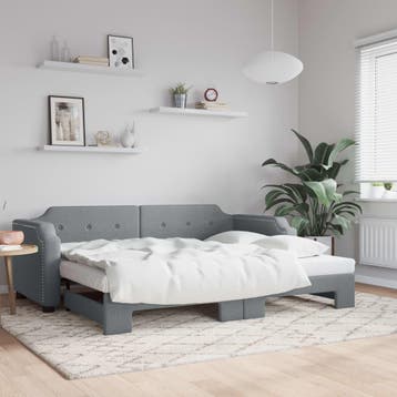 vidaXL Slaapbank met onderschuifbed 100x200 cm stof, Huis en Inrichting, 100 cm, Eenpersoons, Verzenden, Nieuw