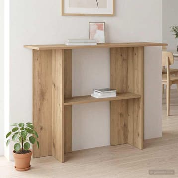 vidaXL Wandtafel Artisanaal eiken 100 x 30 x 75 cm Bewerkt, Huis en Inrichting, Tafels | Salontafels, Minder dan 50 cm, Verzenden