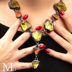 Handgemaakte 925 zilveren ketting met citroenkwarts en