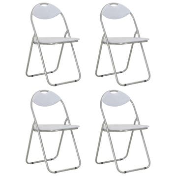 vidaXL Eetkamerstoelen inklapbaar 4 st kunstleer wit, Verzenden, Nieuw, Wit