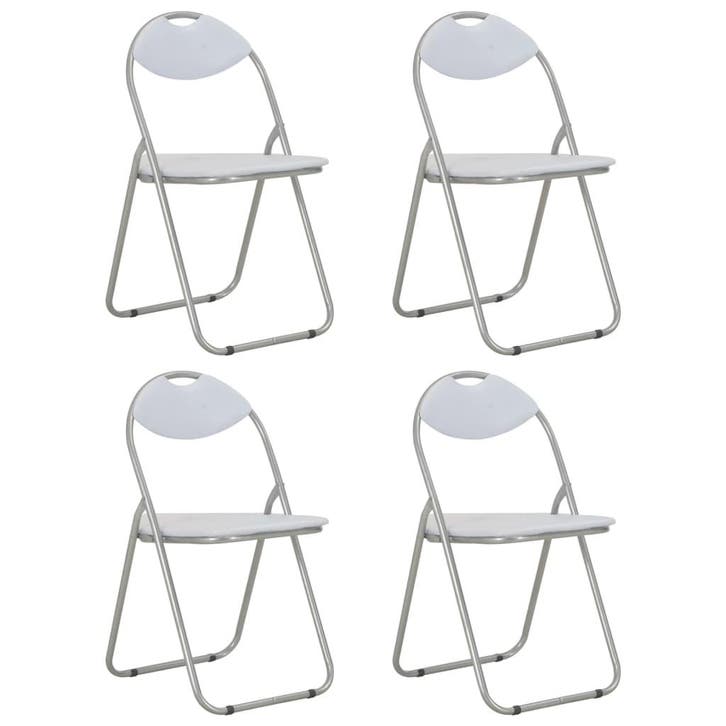 vidaXL Eetkamerstoelen inklapbaar 4 st kunstleer wit, Huis en Inrichting, Stoelen, Wit, Nieuw, Verzenden
