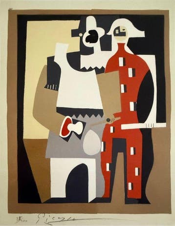 Pablo Picasso (1881-1973) - “Pierrot et arlequin, 1920”., Antiek en Kunst, Kunst | Tekeningen en Foto's