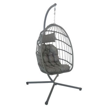 Hangstoel Grijs Inklapbaar | Nieuw | OP=OP, Tuin en Terras, Ophalen of Verzenden, Nieuw, Wicker, Inklapbaar