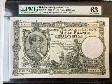 België. - 1000 Francs - 1934 - Pick 104 (Zonder