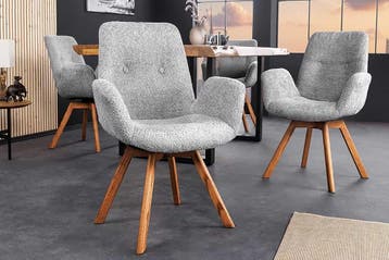 Draaibare design stoel BALTIC grijs Boucle naturel eiken, Ophalen of Verzenden, Nieuw