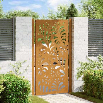 vidaXL Poort met golfontwerp 100x200 cm weervast staal, Verzenden, Nieuw