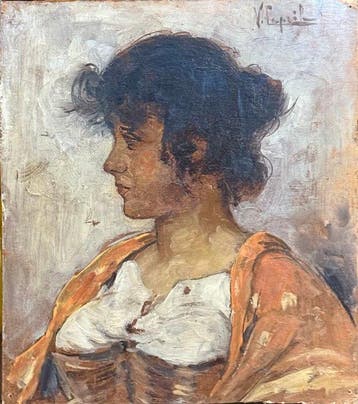 Vincenzo Caprile (1856-1936), Attr. - Profilo di Fanciulla