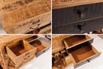 Industriële barkast BODEGA 86 cm mangohouten serveerwagen, Ophalen of Verzenden, Nieuw