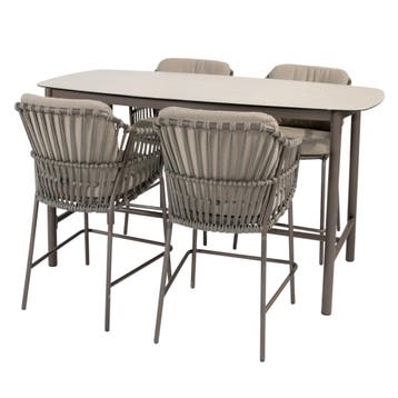 Manolo Capalbio high dining tuinset 180x90xH90 cm 5 delig, Ophalen of Verzenden, Nieuw
