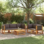 vidaXL 6-delige tuinbankset met kussens acaciahout & touw, Verzenden, Nieuw, Hardhout