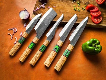 Keukenmes - Kitchen knife set - Handgemaakte Pakka-hout en
