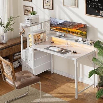 Gaming bureau - Gaming desk - Gaming tafel - 112x50 cm - Wit, Verzenden, Zo goed als nieuw
