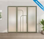 Enkele stalen taatsdeur met glaspaneel Olijfgroen 4 Vlaks ro, Nieuw, Metaal, Overige typen