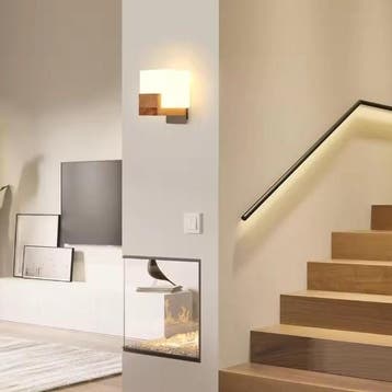 Houten Wandlamp Vierkant G9 Dimbaar Binnen, Huis en Inrichting, Verzenden, Nieuw