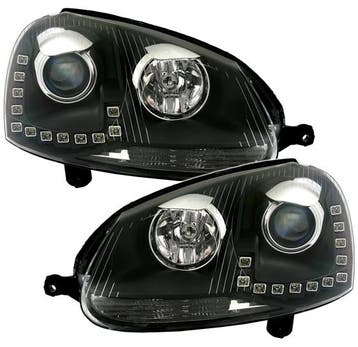 Koplampen VW Golf V DRL GTI DRL look zwart, Ophalen of Verzenden, Nieuw