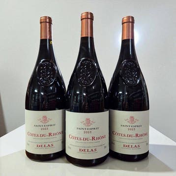 2023 Delas, Côtes-du-Rhône, Saint-Esprit - Rhône - 3 Magnums, Verzamelen, Wijnen, Nieuw