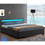 Gestoffeerd bed Lyon - 140 x 200 cm - Donkergrijs - LED Verl, Huis en Inrichting, Verzenden, Nieuw
