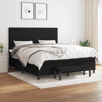 vidaXL Boxspring met matras stof zwart 160x200 cm, Verzenden, Zwart, 200 cm, Stof