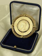 Zonder minimumprijs - Broche Zilver, Verguld - Ronde, Sieraden, Tassen en Uiterlijk, Antieke sieraden