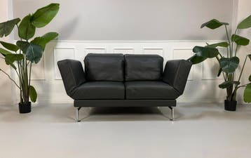 Brühl Moule Kleine Sofa Antraciet Leder Showroommodel, Tweepersoons, Leer, Ophalen of Verzenden, Zo goed als nieuw