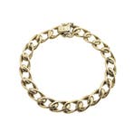 Gouden wijde gourmet schakelarmband, Sieraden, Tassen en Uiterlijk, Armbanden, Ophalen of Verzenden, Gebruikt, Overige kleuren