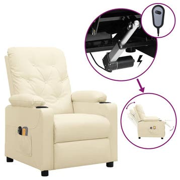 vidaXL Massagestoel elektrisch kunstleer crèmekleurig, Sport en Fitness, Verzenden, Nieuw