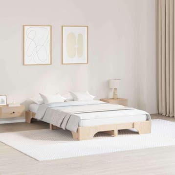 vidaXL Bedframe Naturel 140 x 190 cm Massief grenenhout, Verzenden, Nieuw, Bruin, Hout