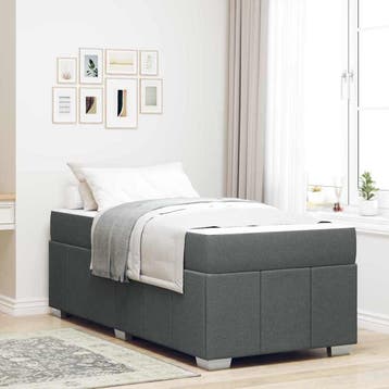 vidaXL Bedframe met matras Donkergrijs 120 x 190 cm Stof, Verzenden, Nieuw, Grijs, Stof
