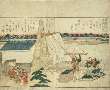 Scène langs de Sumida-rivier in Edo 1799-1802 - Katsushika