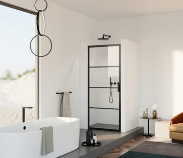 Douchedeur 80x200cm 6mm Nano glas mat zwart serie Rafaella, Verzenden, Nieuw