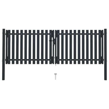 vidaXL Dubbele poort met deur staal 300x100 cm antraciet, Verzenden, Nieuw