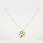Halsketting - 18 karaat Geel goud, Klavertje vier. - Smaragd, Nieuw