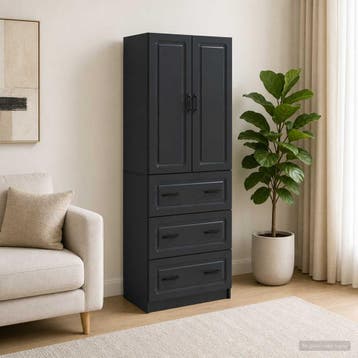 vidaXL Kastenset 2 st 66 x 34,5 x 87 cm Bewerkt hout Zwart, Huis en Inrichting, Kasten | Overige, Verzenden, Nieuw