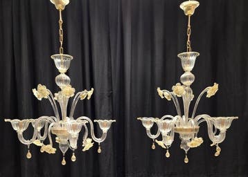 Kroonluchter (2) - Fioriti - Muranoglas - 5 lampen
