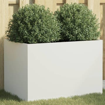 vidaXL Plantenbak 62x40x39 cm staal wit, Tuin en Terras, Verzenden, Minder dan 60 cm, Nieuw, Metaal