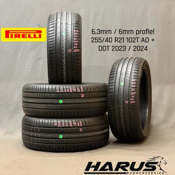 255/40/21 102T AO Pirelli zomerbanden 6,3/6mm profiel 4X, Auto-onderdelen, Banden en Velgen, Gebruikt, 255 mm, Band(en), Personenwagen