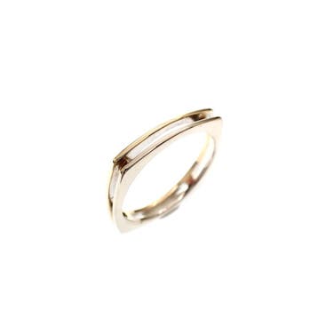 Bicolor gouden ring, Sieraden, Tassen en Uiterlijk, Ringen, Gebruikt, Overige kleuren, 19 tot 20, Ophalen of Verzenden