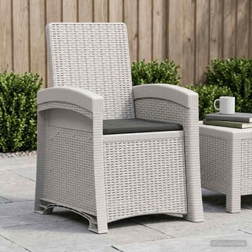 vidaXL Ligstoel in rietenlook Wit en antracietkleurig PP, Tuin en Terras, Tuinstoelen, Verzenden, Nieuw