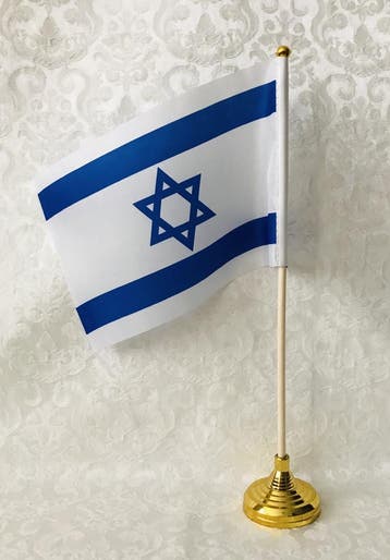 Israel vlag van acryl vlaggenstof op een houten stokje i..., Nieuw