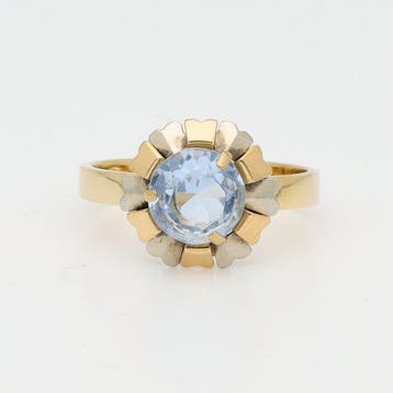 Ring - 18 karaat Geel goud, Witgoud Aquamarijn, Nieuw