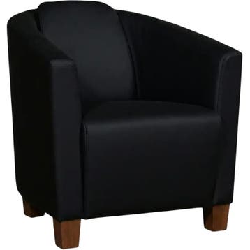 Leren fauteuil Press - Massif Nero (zwart) - Poten hout, Huis en Inrichting, Fauteuils, Nieuw, Ophalen of Verzenden, Eigentijds, Klassiek, Retro, Romantisch, Vintage