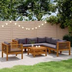 vidaXL 7-delige Loungeset met kussens massief acaciahout, Verzenden, Nieuw, Hardhout, Loungeset