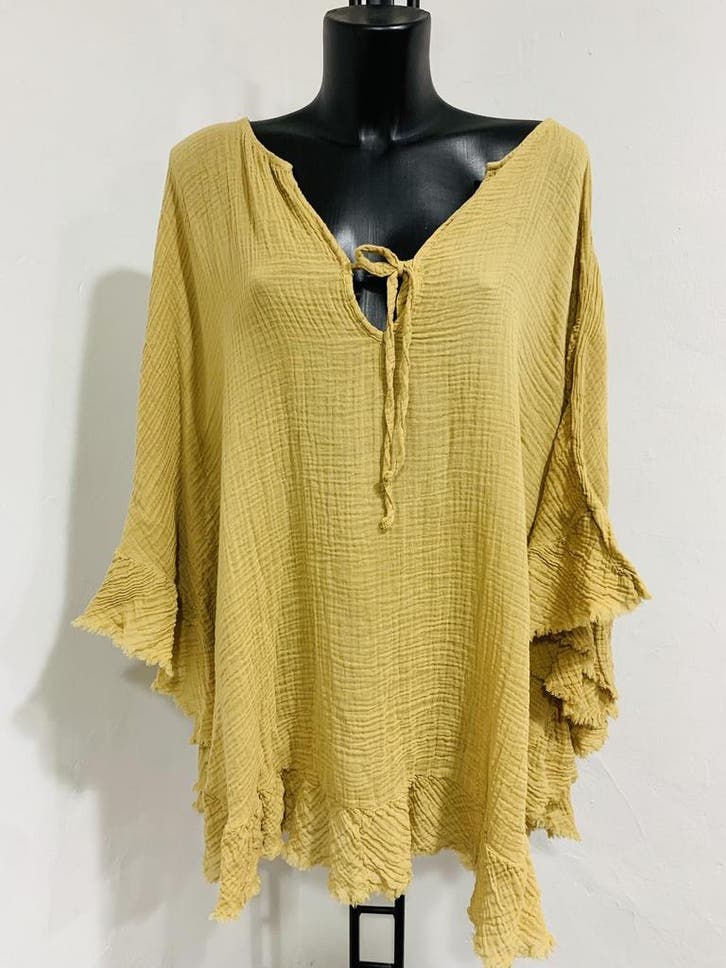 Prachtige katoenen boho tuniek met vleermuis mouwen -, Kleding | Dames, T-shirts