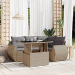 vidaXL 5-delige Loungeset met kussens poly rattan beige, Verzenden, Nieuw, Rotan, Loungeset