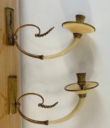 Wandkandelaar - Messing - Een paar wandlampen, Antiek en Kunst