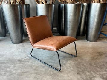 Veiling - Fauteuil Cas (2 stuks) Lounge - Stof - Cognac - Li, Nieuw