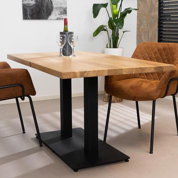 50% Korting: Eettafel Sven eikenhout 140 x 80 cm, Ophalen, Zo goed als nieuw, Rechthoekig, Industrieel