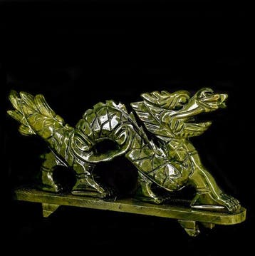 Hoogwaardige nefriet Chinees draak - Hoogte: 27.2 cm -