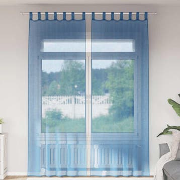 vidaXL Gordijnen voile met lussen 2 st 140x260 cm, Verzenden, Nieuw, Blauw