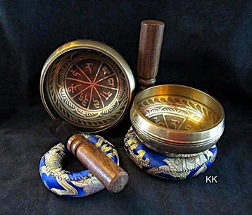 Klankschaal - Klankschalen - 2x 3 delige complete sets -